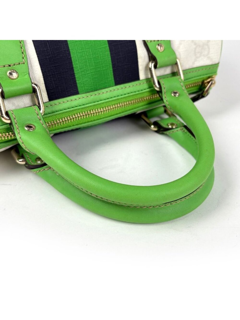 Gucci GG Pattern Handbag Joy Line Mini Boston Supreme White Green Black - Picture 8 of 9